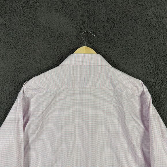 Twillory Dress Shirt Mens 18 34/35 Blue Orange Check Tailored Fit Safe Cotton - Picture 10 of 14